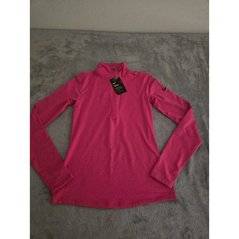 Nike Pro Warm Womens Size M Pullover Hot Pink Dri-Fit 1/2 Zip Active